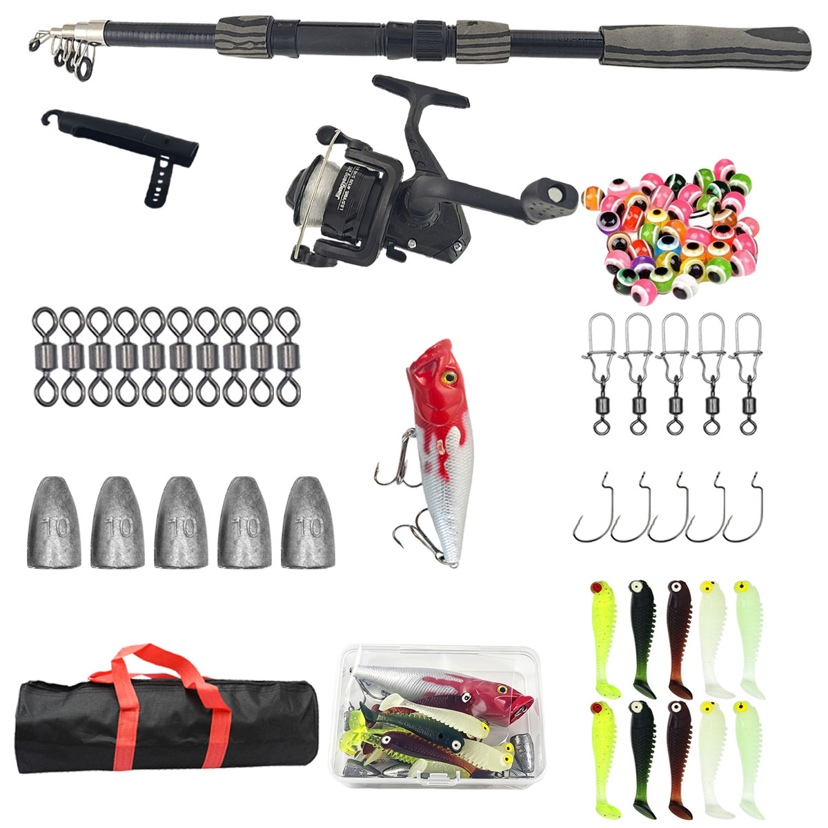 Fishing Lure Spinner - Kit de Vara de Pesca Telescópica
